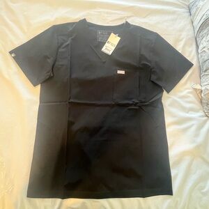 Figs Black V-Neck Scrub Top